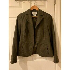 Hennes Collection Brown Plaid Wool Blend Short Blazer Size 6